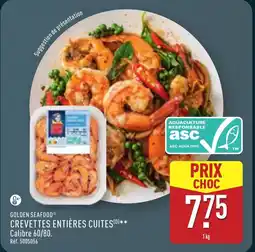 ALDI GOLDEN SEAFOOD Crevettes entières cuites offre