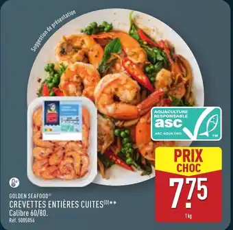 ALDI GOLDEN SEAFOOD Crevettes entières cuites offre