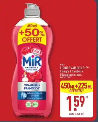 ALDI MIR Liquide vaisselle offre