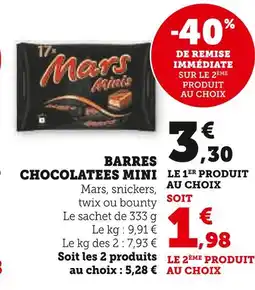 U Express Mars Barres chocolatées mini offre