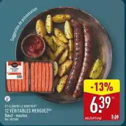 ALDI ST-CLÉMENT LE BOUCHER 12 VÉRITABLES MERGUEZ offre