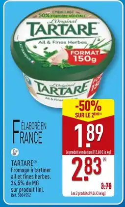 ALDI TARTARE Fromage ail et fines herbes offre