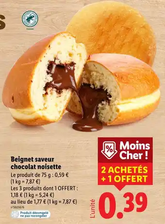 Lidl Beignet saveur chocolat noisette offre