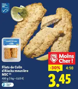 Lidl Filets de Colin d'Alaska meunière MSC offre