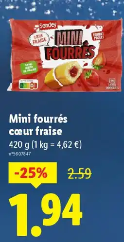 Lidl Sondey Mini fourrés cœur fraise offre