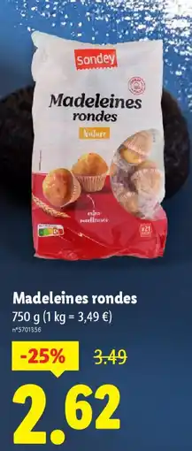 Lidl Sondey Madeleines rondes offre