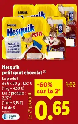 Lidl Nestlé Nesquik petit goût chocolat offre