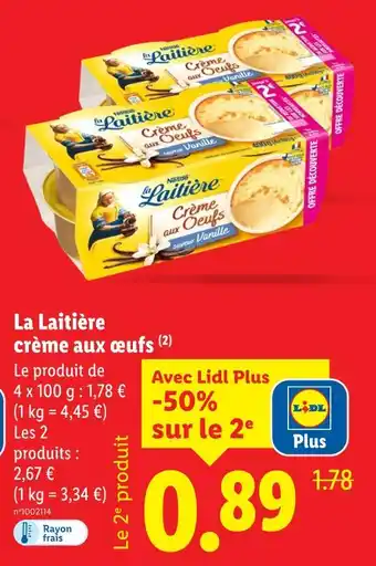 Lidl LA LAITIÈRE Crème aux œufs offre