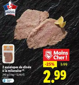 Lidl 2 escalopes de dinde à la milanaise offre