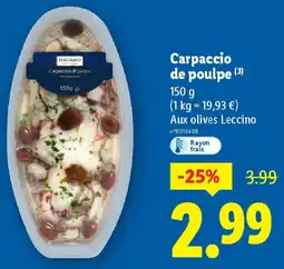 Lidl Italiamo Carpaccio de poulpe offre