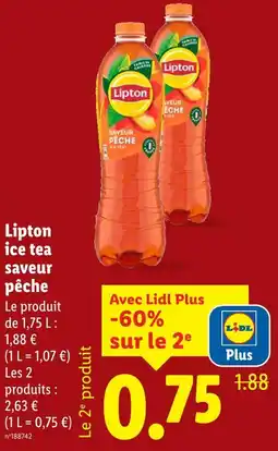 Lidl LIPTON Lipton ice tea saveur pêche offre