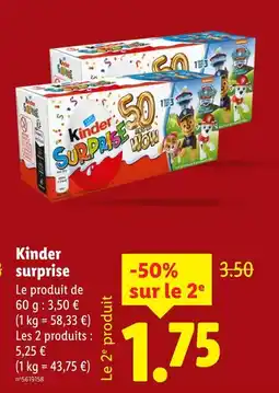 Lidl Kinder surprise offre