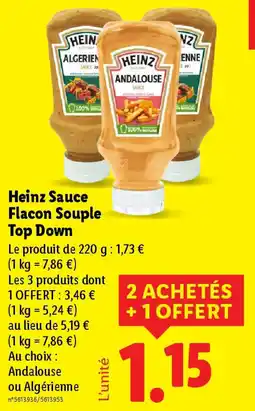 Lidl Heinz Sauce Flacon Souple Top Down offre