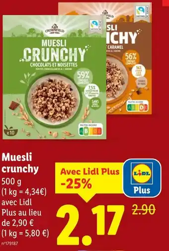 Lidl CROWNFIELD Muesli crunchy offre