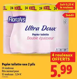 Lidl Floralys Papier toilette rose 2 plis offre