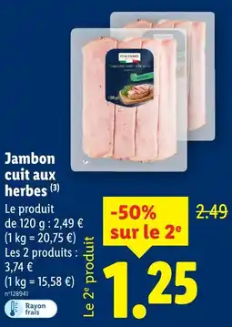 Lidl Italiamo Jambon cuit aux herbes offre