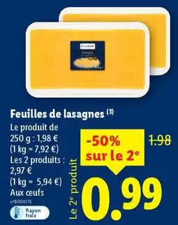 Lidl Italamo Feuilles de lasagnes offre