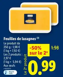 Lidl Italamo Feuilles de lasagnes offre