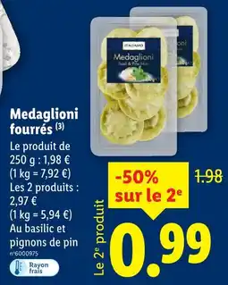 Lidl Italiamo Medaglioni fourrés offre
