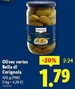 Lidl Italiamo Olives vertes Bella di Cerignola offre