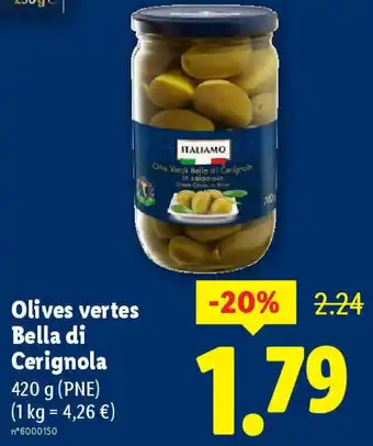 Lidl Italiamo Olives vertes Bella di Cerignola offre
