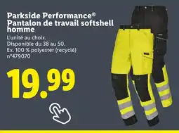 Lidl Parkside Performance Pantalon de travail softshell homme offre