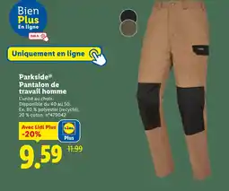 Lidl PARKSIDE Pantalon de travail homme offre