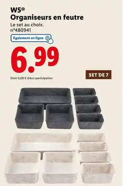 Lidl W5 Organiseurs en feutre offre