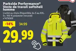 Lidl PARKSIDE PERFORMANCE Veste de travail softshell homme offre