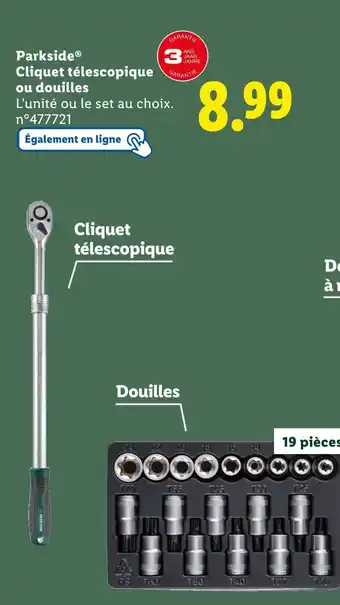 Lidl PARKSIDE Cliquet télescopique ou douilles offre