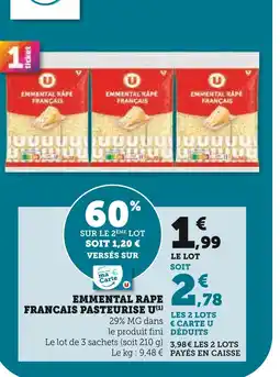 U Express U Emmental râpé français pasteurisé offre