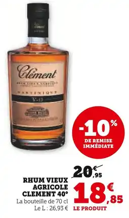 U Express CLEMENT 40° Rhum vieux agricole offre