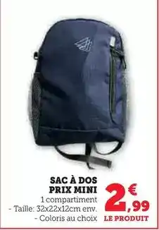 Hyper U Prix mini - sac à dos offre