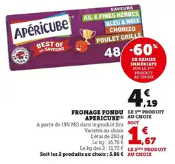 Bi1 Fromage fondu apericube offre