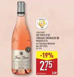 ALDI JEAN GINER Igp pays d'oc cinsault grenache offre