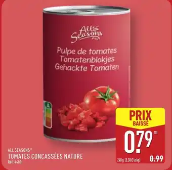 ALDI ALL SEASONS Tomates concassées nature offre