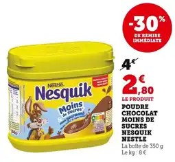 Bi1 Poudre chocolat moins de sucres nesquik nestle offre