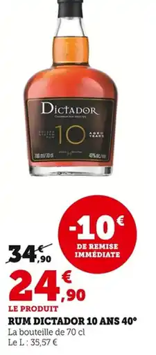 Bi1 Rum dictador 10 ans 40° offre