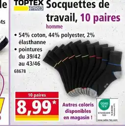 Norma TOPTEX Socquettes de travail, 10 paires homme offre