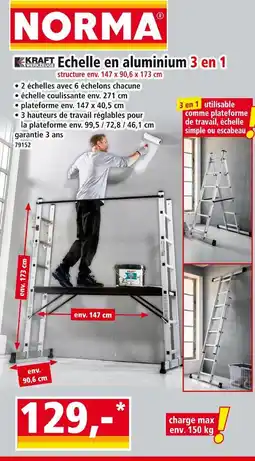 Norma KRAFT WERKZEUGE Echelle en aluminium 3 en 1 offre