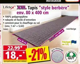 Norma Lifetex XXL Tapis style berbère env. 80 x 400 cm offre