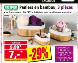 Norma KESPER Paniers en bambou, 3 pièces offre