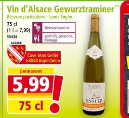 Norma Cave Jean Geiler 68040 Ingersheim Vin d'Alsace Gewurztraminer offre