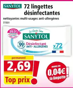 Norma SANYTOL 72 lingettes désinfectantes offre