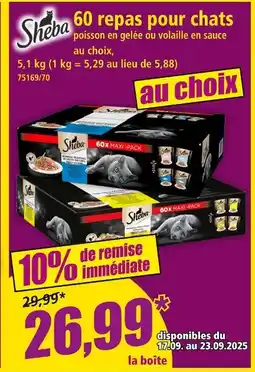 Norma SHEBA 60 repas pour chats offre