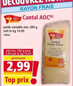 Norma Les Régions à Table Cantal AOC offre