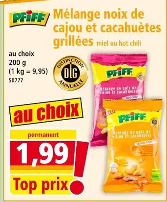 Norma PFIFF Mélange noix de cajou et cacahuètes grillées offre