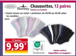Norma ELLENOR Chaussettes, 12 paires femme ou homme offre