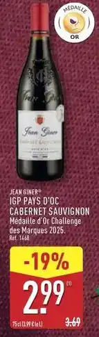 ALDI Igp pays d'oc cabernet sauvignon offre