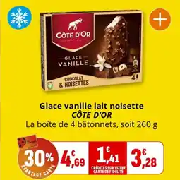 Coccinelle Supermarché CÔTE D'OR Glace vanille lait noisette offre